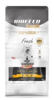 ZESTAW: Karma dla psów EUPHORIA Fresh Turkey Monoprotein (mini i małe rasy) 8 kg + saszetka Tasty Dogs Life Duck 500 g ZA 1 GR