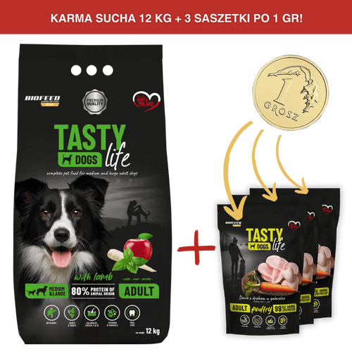Karma dla psa Tasty Dogs Life z jagnięciną 12 kg (średnie i duże rasy)