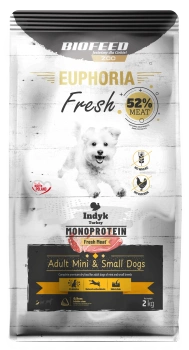 ZESTAW: Karma dla psów EUPHORIA Fresh Turkey Monoprotein (mini i małe rasy) 2 kg + 2 rolki woreczków na odchody PO 1 GR