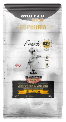 Karma dla szczeniąt EUPHORIA Fresh Turkey Monoprotein (średnie i duże rasy) 12 kg