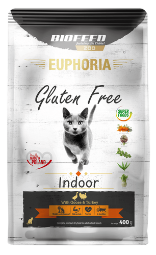 Karma dla kotów EUPHORIA Gluten Free Cat INDOOR Indyk & Gęś 400 g