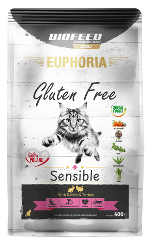Karma dla kotów EUPHORIA Gluten Free Cat SENSIBLE Indyk & Królik 400 g