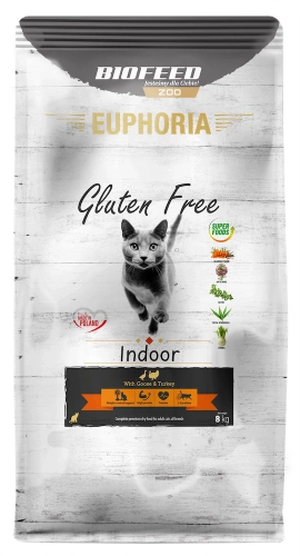 Karma dla kotów EUPHORIA Gluten Free Cat INDOOR Indyk & Gęś  8 kg
