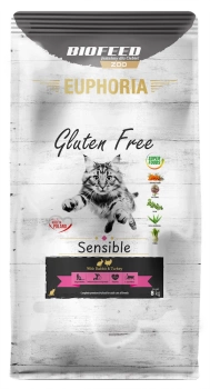 ZESTAW: Karma dla kotów EUPHORIA Gluten Free Cat SENSIBLE Indyk & Królik 8 kg + 1,5 kg ZA 1 GR