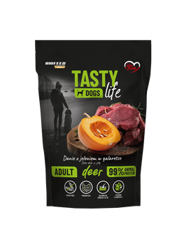 ZESTAW: Mokra karma dla psów Tasty Dogs Life JELEŃ 90% - danie w galaretce (saszetka) 10x 500 g