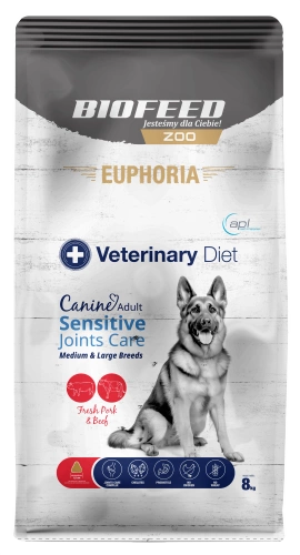 Karma dla psów EUPHORIA Veterinary Diet Canine SENSITIVE JOINTS CARE Wieprzowina & Wołowina (średnie i duże rasy) 8 kg