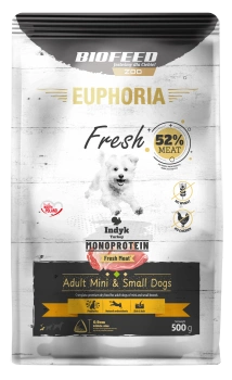 ZESTAW: Karma dla psów EUPHORIA Fresh Turkey Monoprotein (mini i małe rasy) 0,5 kg + rolka woreczków na odchody ZA 1 GR
