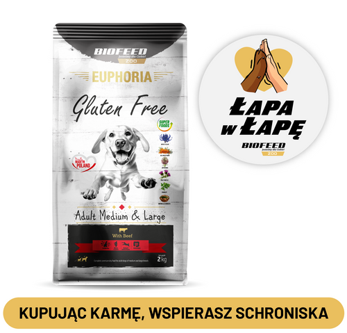 Karma dla psów EUPHORIA Gluten Free z wołowiną (średnie i duże rasy) 12 kg