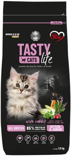 Karma dla kociąt Tasty Cats Life z królikiem 1,5 kg
