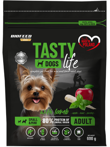 Karma dla psa Tasty Dogs Life z jagnięciną 600 g (mini i małe rasy)
