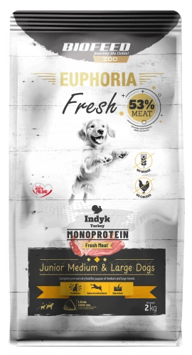 Karma dla szczeniąt EUPHORIA Fresh Turkey Monoprotein (średnie i duże rasy) 2 kg
