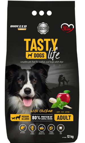 Karma dla psa Tasty Dogs Life z kurczakiem 12 kg (średnie i duże rasy)