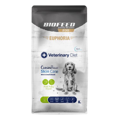 Karma dla psów EUPHORIA Veterinary Diet Canine SKIN CARE Indyk & Jagnięcina (mini i małe rasy) 8 kg