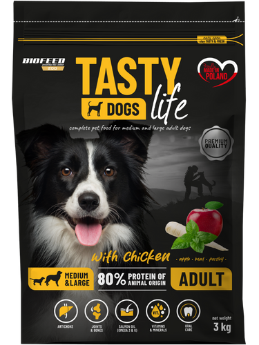 Karma dla psa Tasty Dogs Life z kurczakiem 3 kg (średnie i duże rasy)