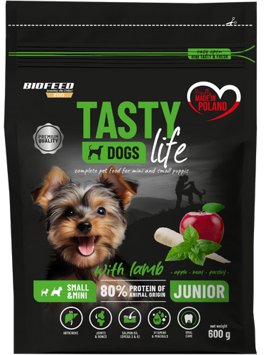 Karma dla szczeniąt Tasty Dogs Life z jagnięciną 600 g (mini i małe rasy)