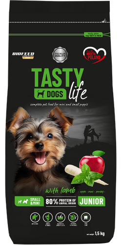 Karma dla szczeniąt Tasty Dogs Life z jagnięciną 1,5 kg (mini i małe rasy)