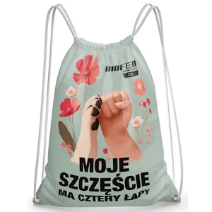 Dwustronny workoplecak z nadrukiem "Moje szczęście ma cztery łapy"