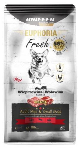 Karma dla psów EUPHORIA Fresh z wieprzowiną i wołowiną (mini i małe rasy) 2 kg